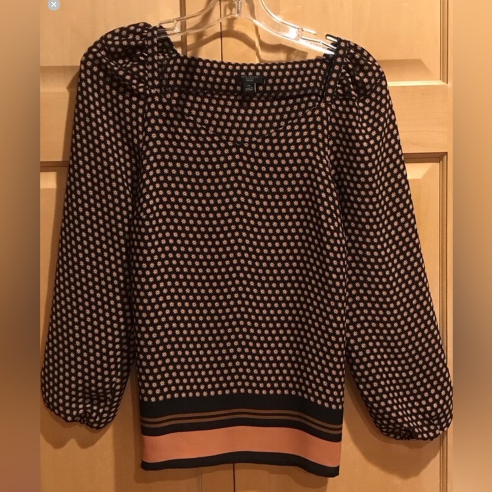Ann Taylor Black and Salmon Blouse
